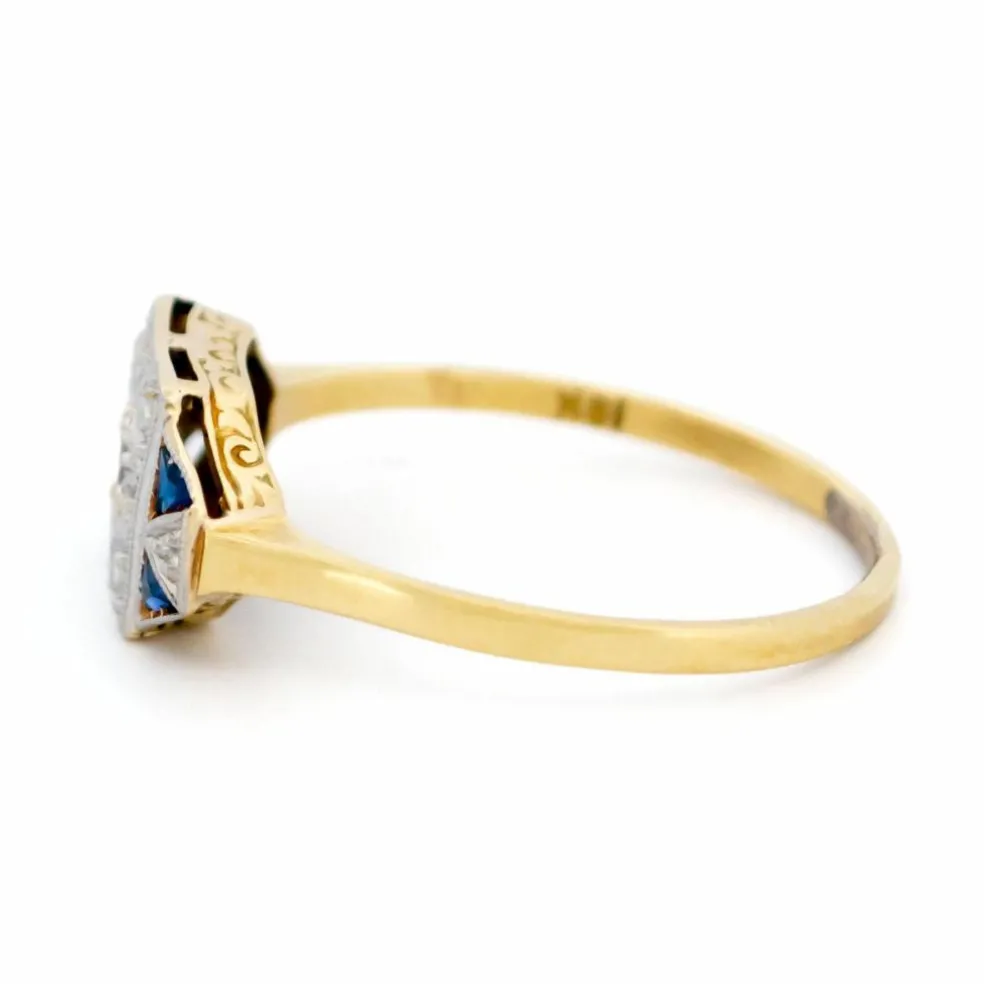 Bague Art Déco Diamants Saphirs