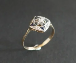 Bague Art déco, diamants, saphirs