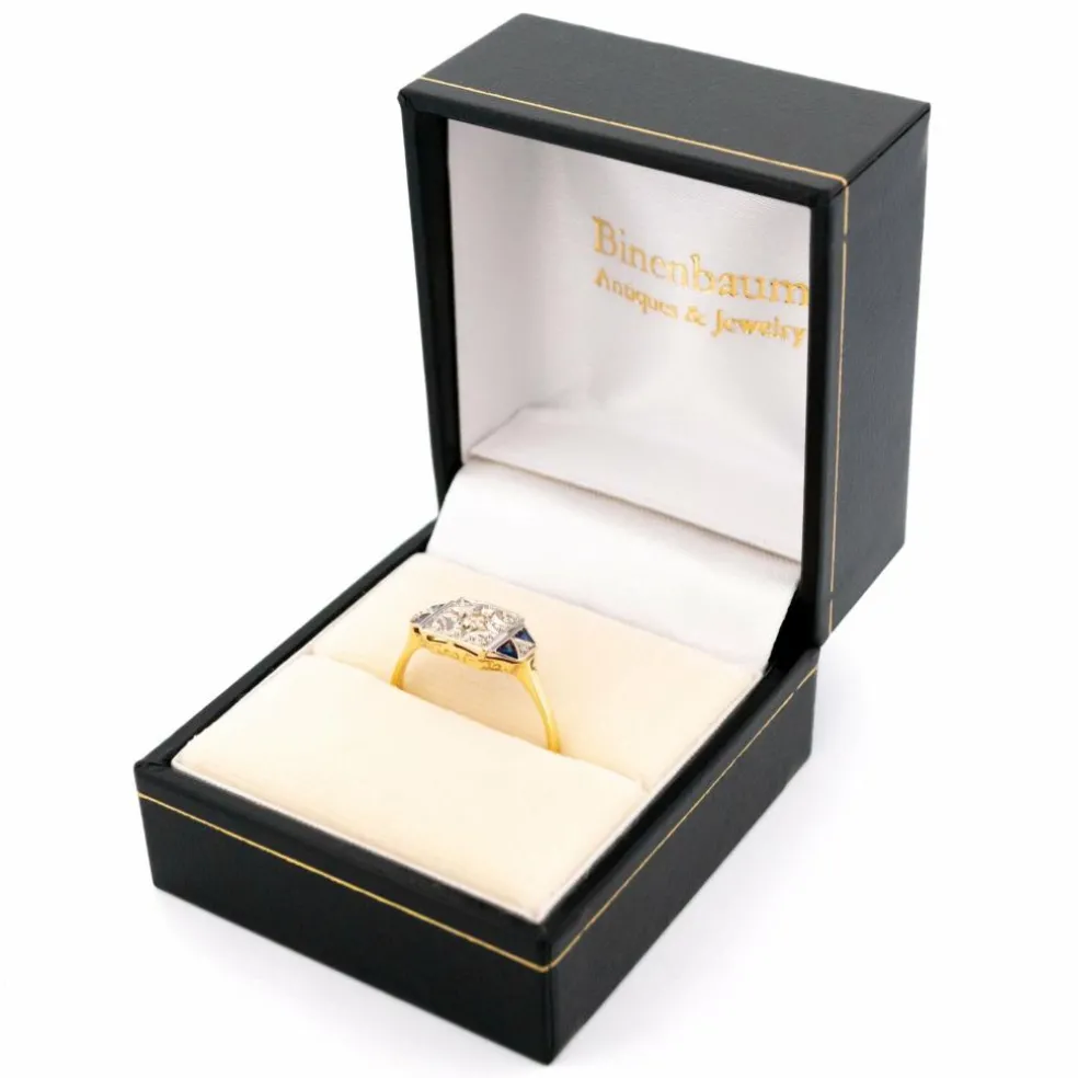 Bague Art Déco Diamants Saphirs