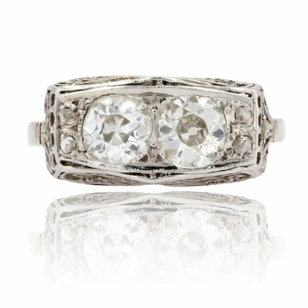 Bague art déco duo diamants