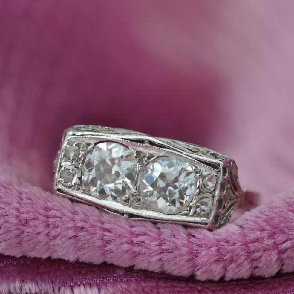 Bague art déco duo diamants