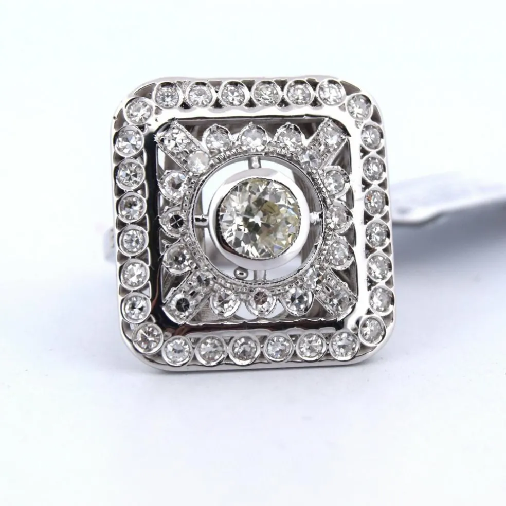 BAGUE ART DÉCO EN OR BLANC 18 KT ET DIAMANTS