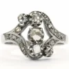 Bague Art Déco en or blanc 18 carats et argent sertie de diamants