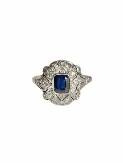 Bague Art Déco en or blanc et platine