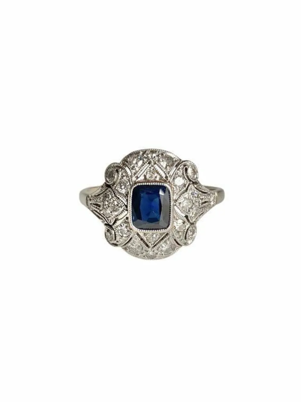Bague Art Déco en or blanc et platine