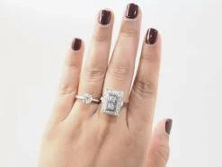 Bague Art Déco en or blanc et platine, diamants