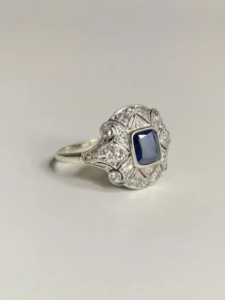 Bague Art Déco en or blanc et platine