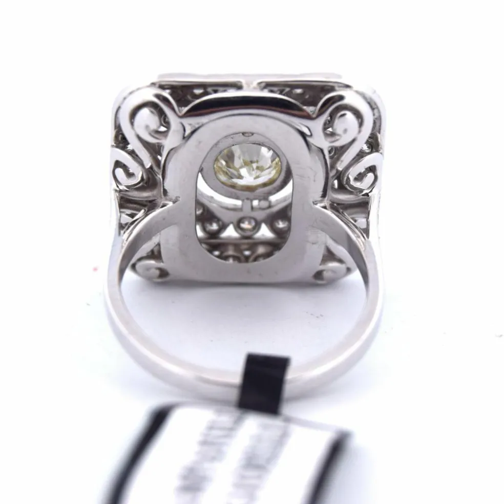 BAGUE ART DÉCO EN OR BLANC 18 KT ET DIAMANTS