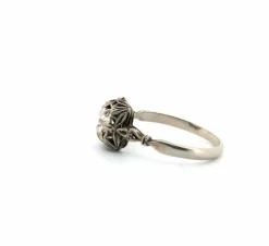 Bague Art Déco en or blanc 18 carats avec gros diamant