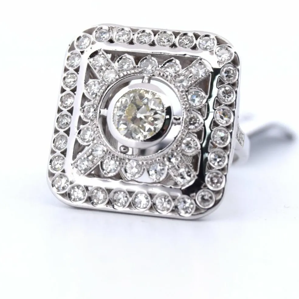 BAGUE ART DÉCO EN OR BLANC 18 KT ET DIAMANTS