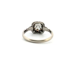Bague Art Déco en or blanc 18 carats avec gros diamant