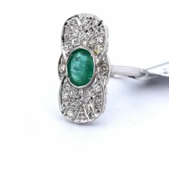Bague Art Déco en or et émeraude