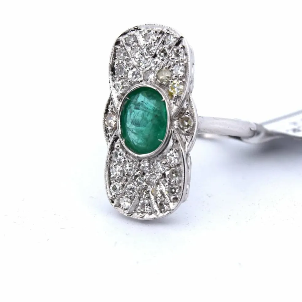 Bague Art Déco en or et émeraude