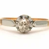 Bague Art Déco en or jaune 18 carats sertie d'un diamant (+/- 0.28 ct)