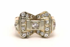 Bague Art Déco en or jaune 18 carats sertie de diamants
