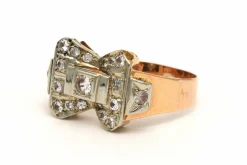 Bague Art Déco en or jaune 18 carats sertie de diamants
