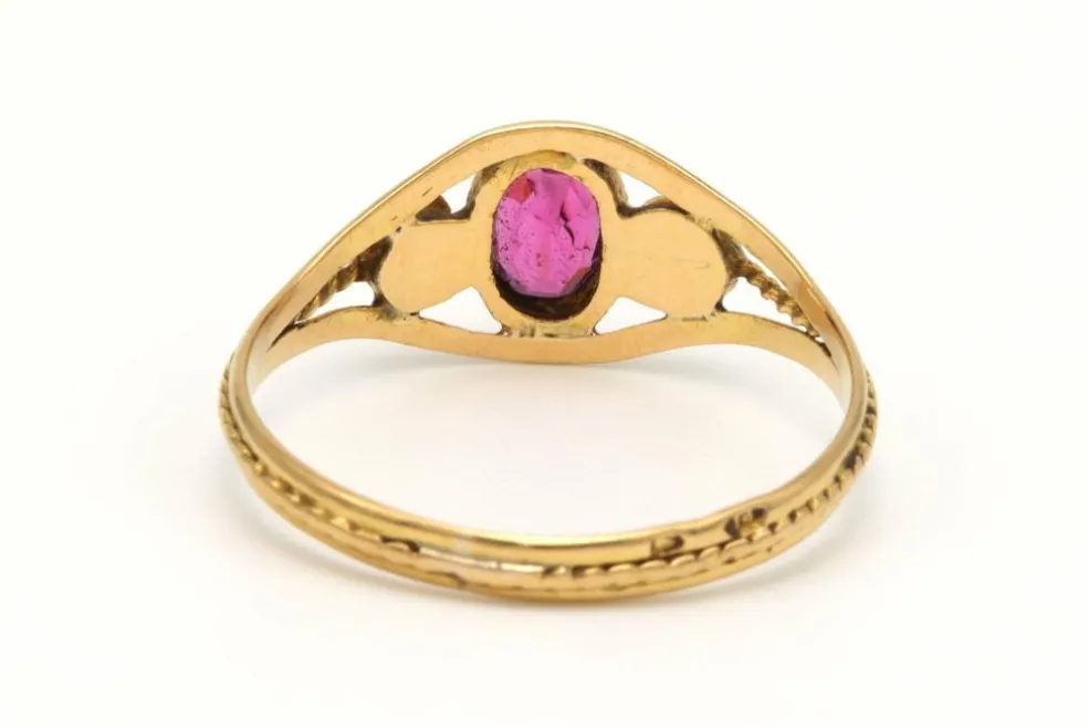 Bague Art Déco en or jaune sertie d'un cristal et de diamants