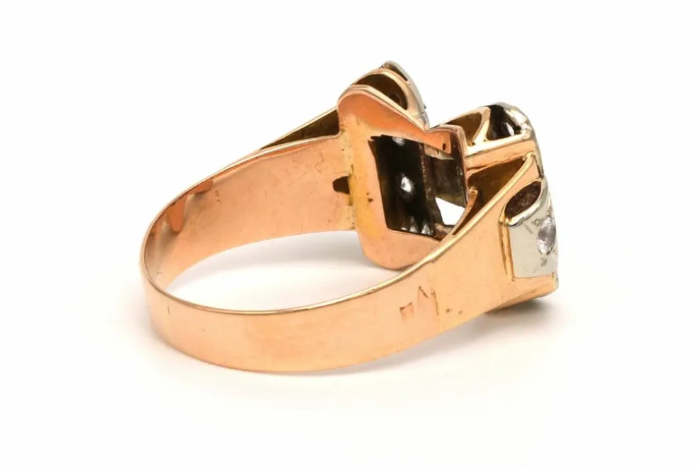 Bague Art Déco en or jaune 18 carats sertie de diamants