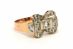Bague Art Déco en or jaune 18 carats sertie de diamants