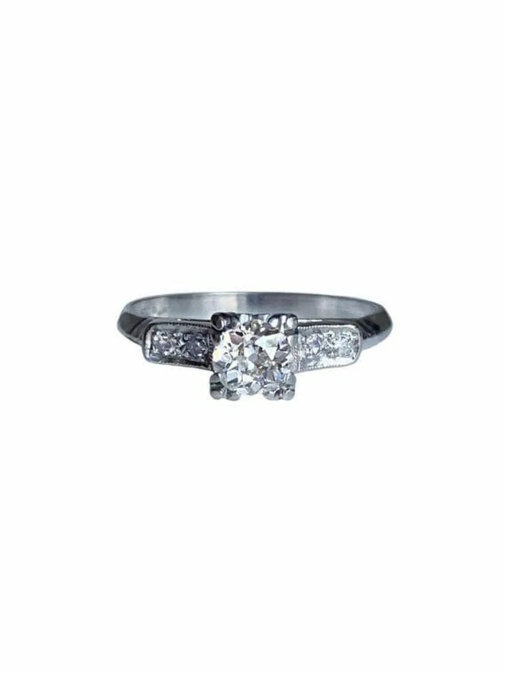 Bague art déco en platine et diamants