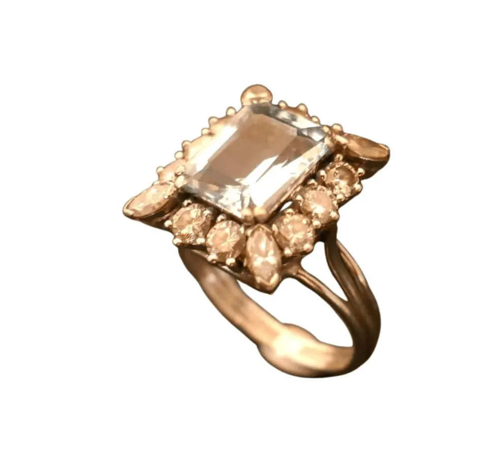 Bague Art Déco en platine, aigue marine et diamants