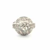Bague Art Déco en platine avec diamant central et diamants environnants