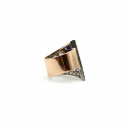Bague Art déco en platine avec diamants et saphirs