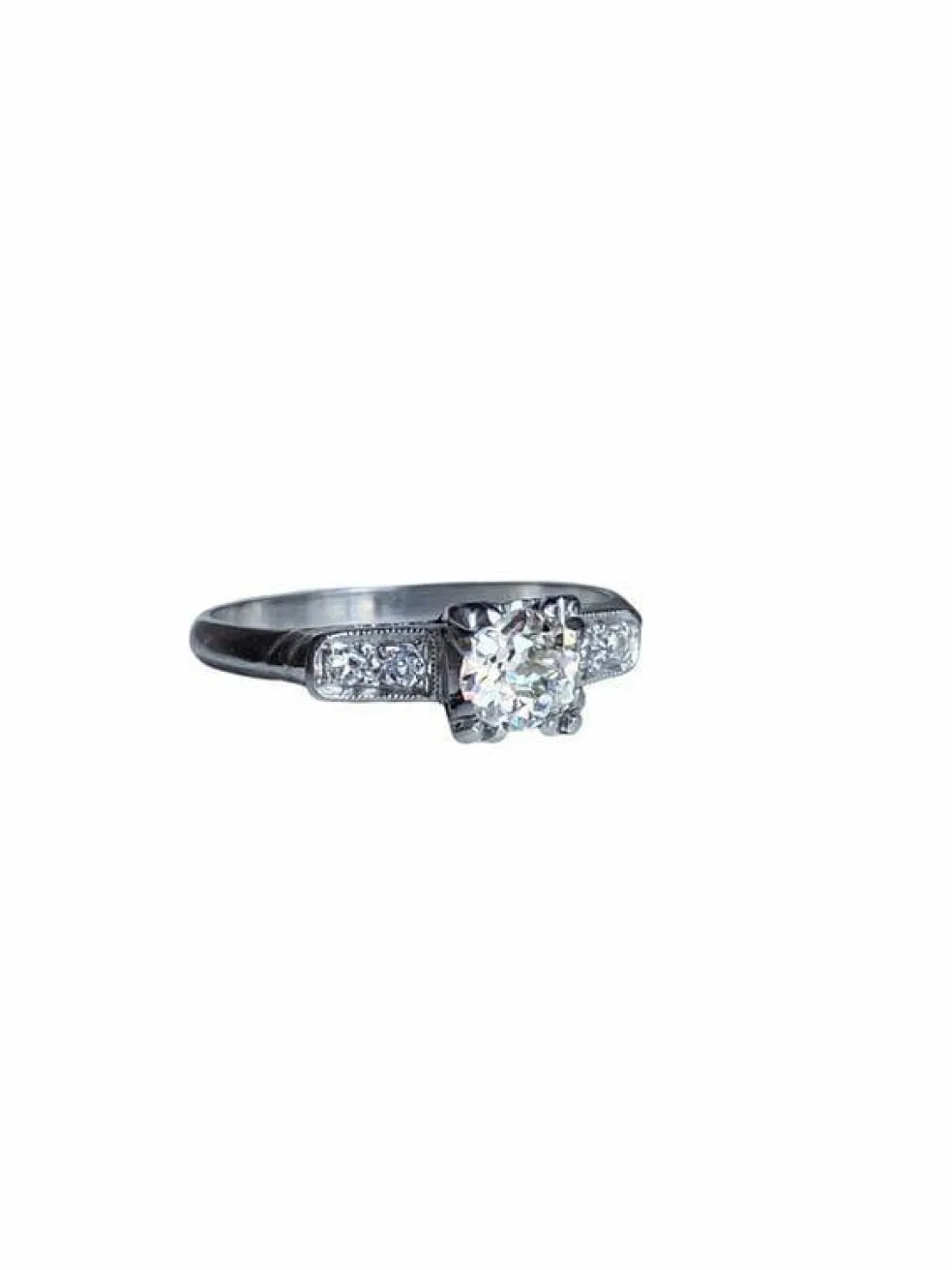 Bague art déco en platine et diamants
