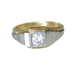 Bague Art Déco escalier deux ors et diamant