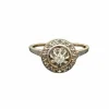 Bague Art Déco française en or jaune et platine avec diamants
