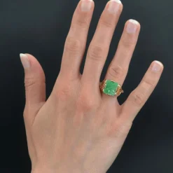 Bague art déco jade gravé