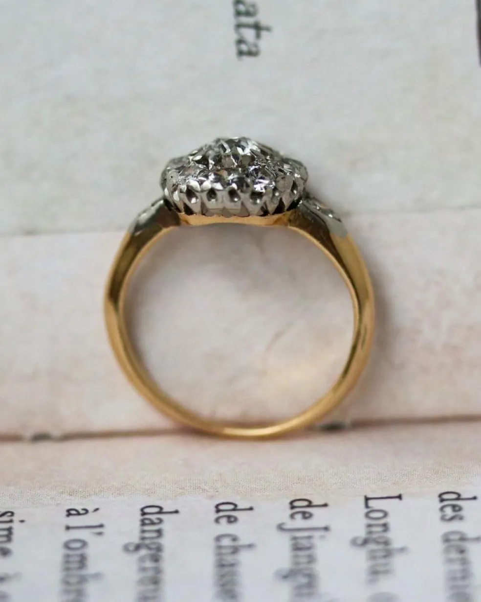 Bague Art Déco Marguerite Or Diamants