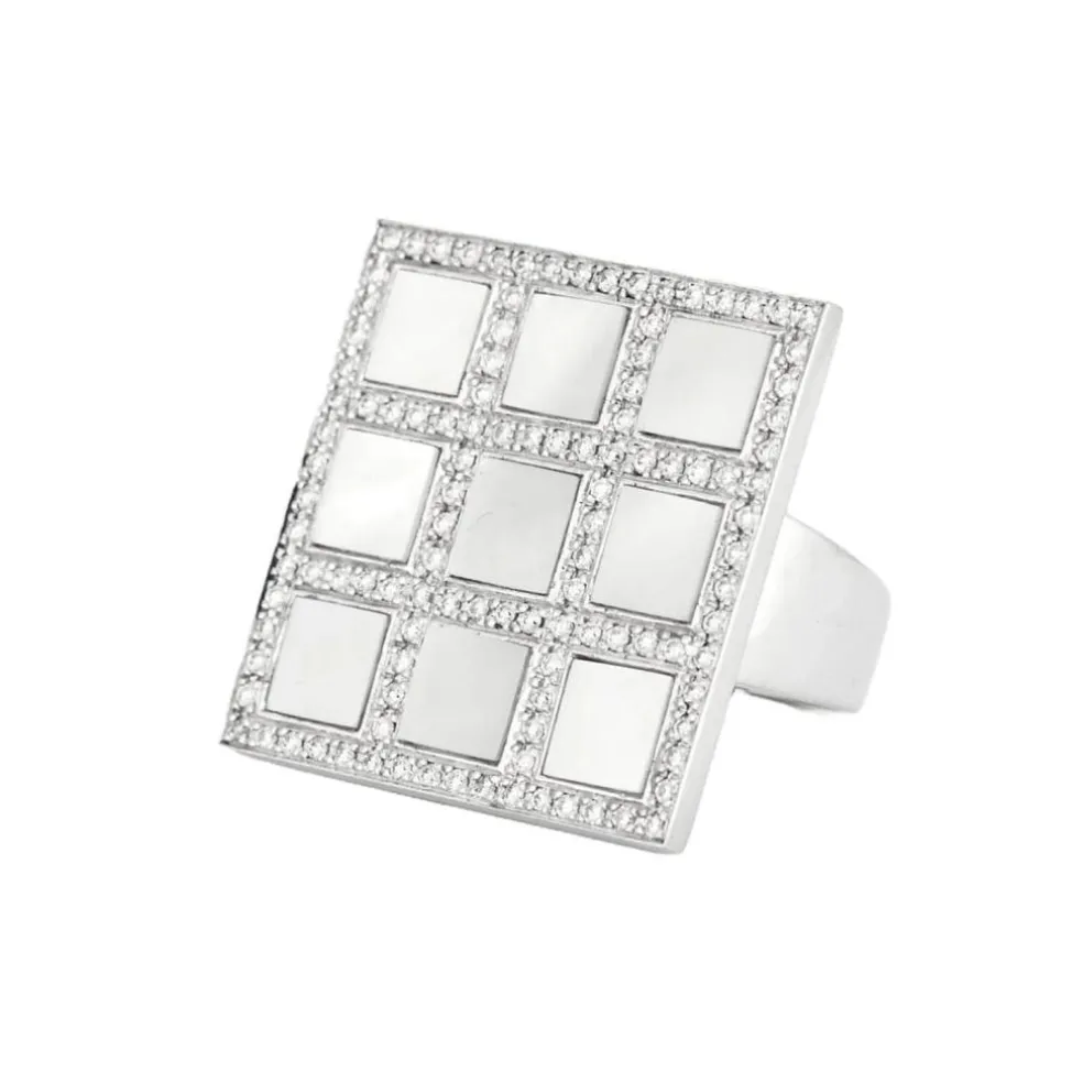 Bague art déco nacre blanc et or blanc
