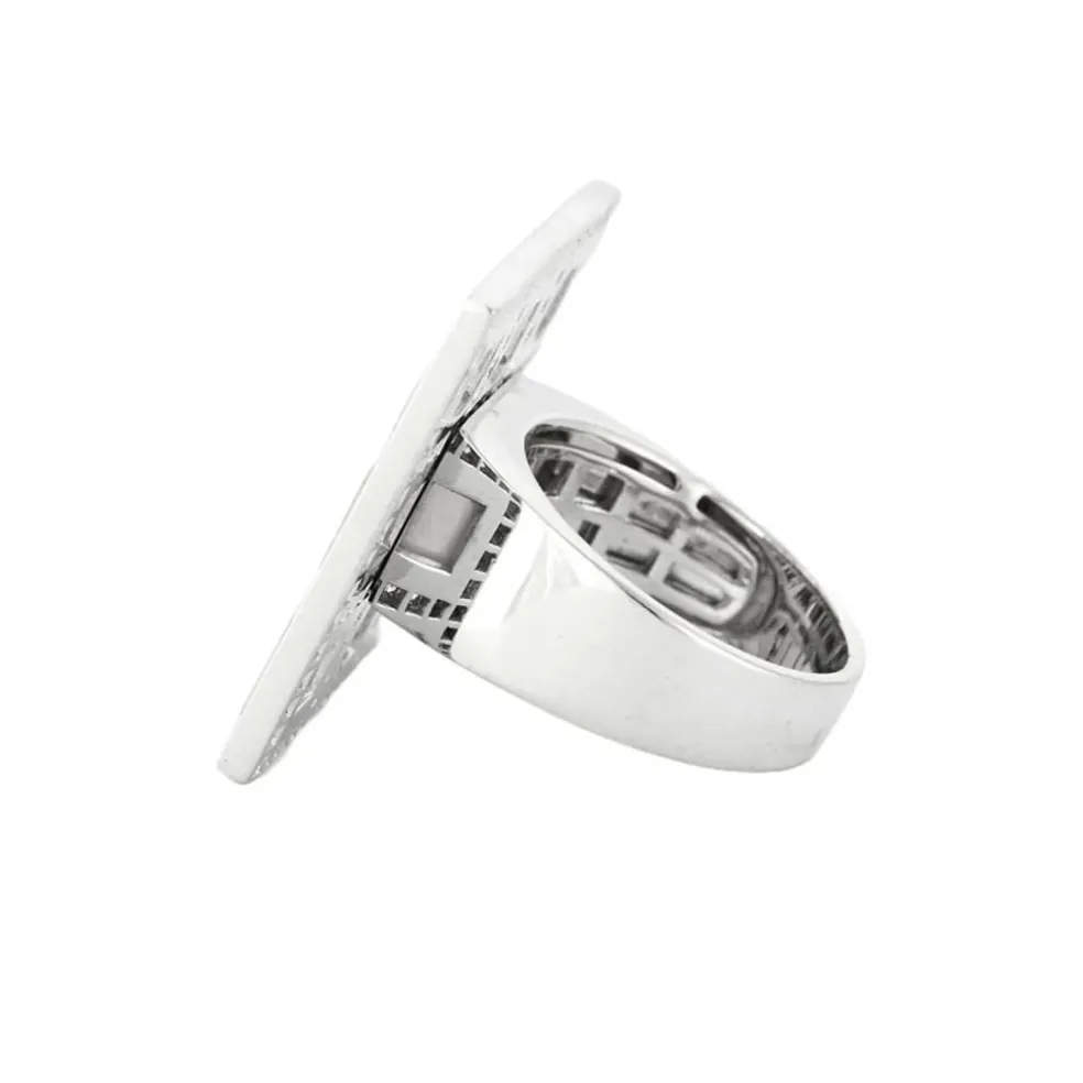 Bague art déco nacre blanc et or blanc