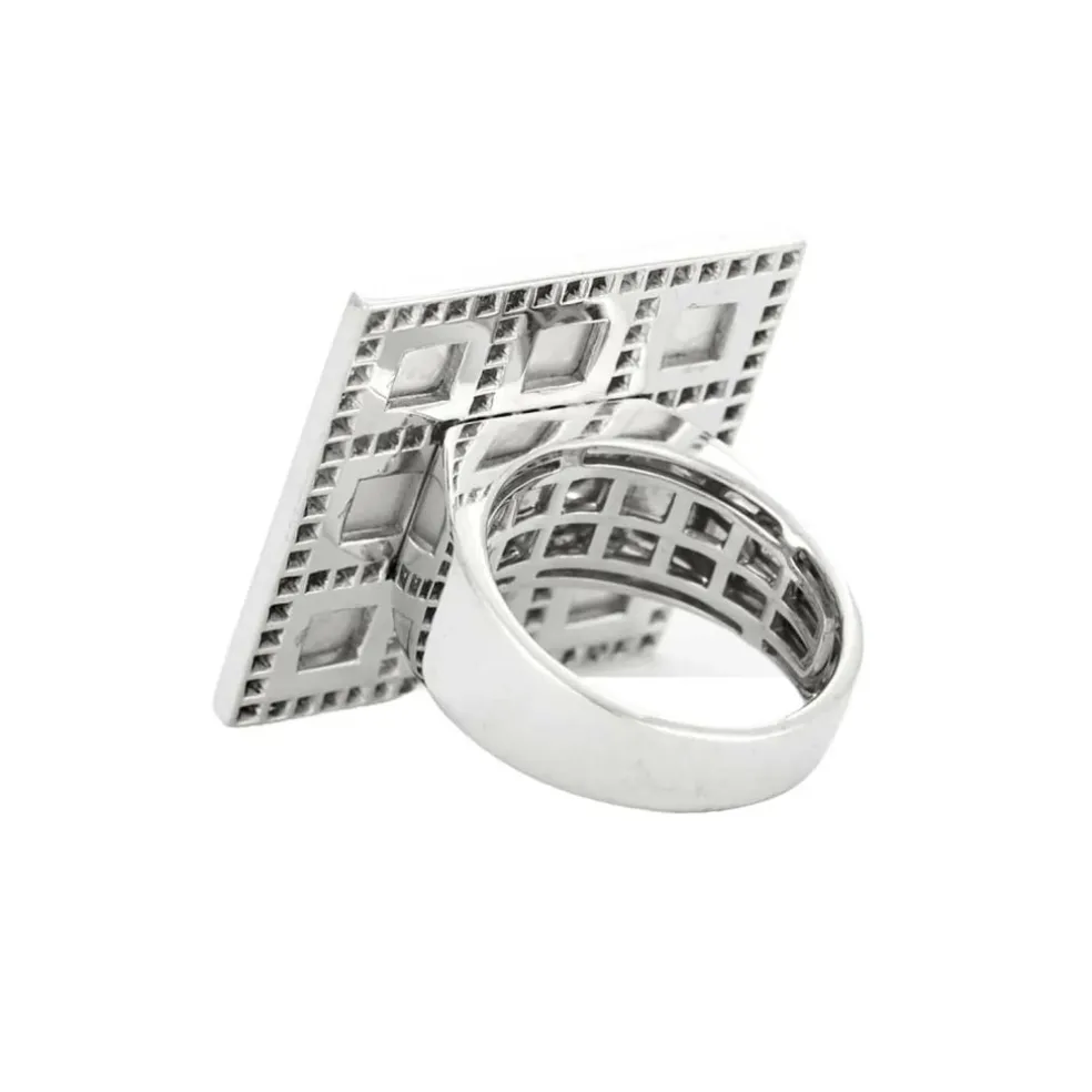 Bague art déco nacre blanc et or blanc
