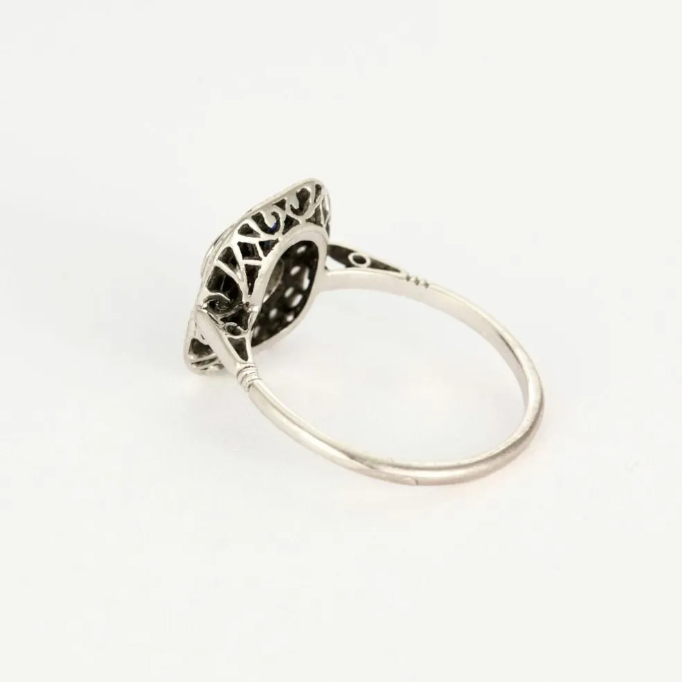 Bague Art Déco octogonale saphirs et diamants