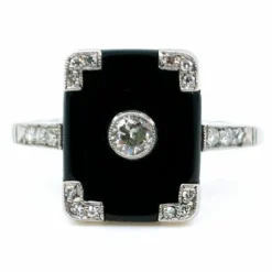 Bague Art Déco Onyx Diamants