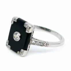 Bague Art Déco Onyx Diamants