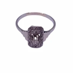Bague Art Déco or blanc diamant