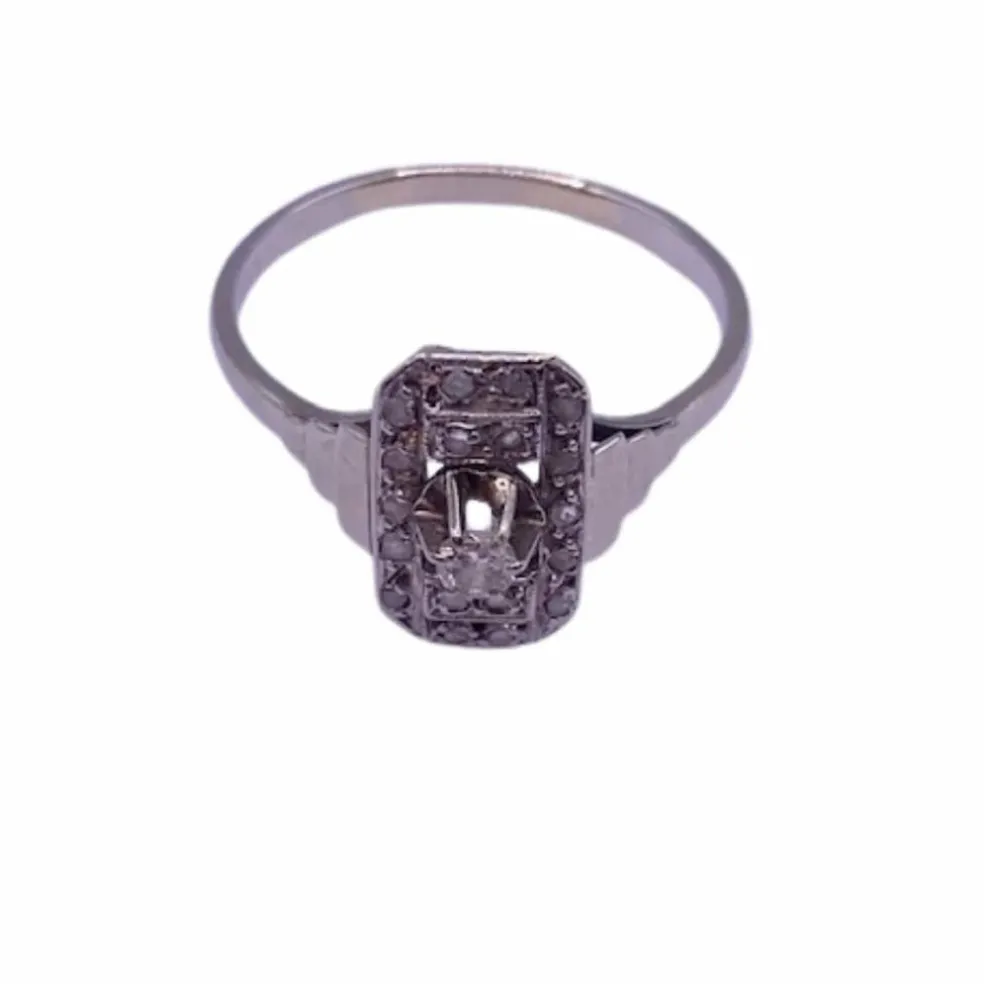 Bague Art Déco or blanc diamant