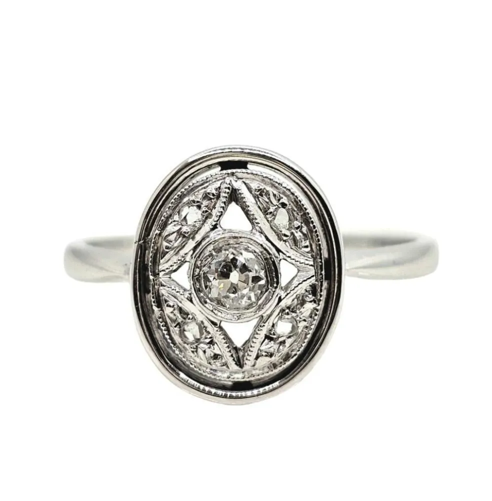 Bague Art Déco or Blanc Diamants