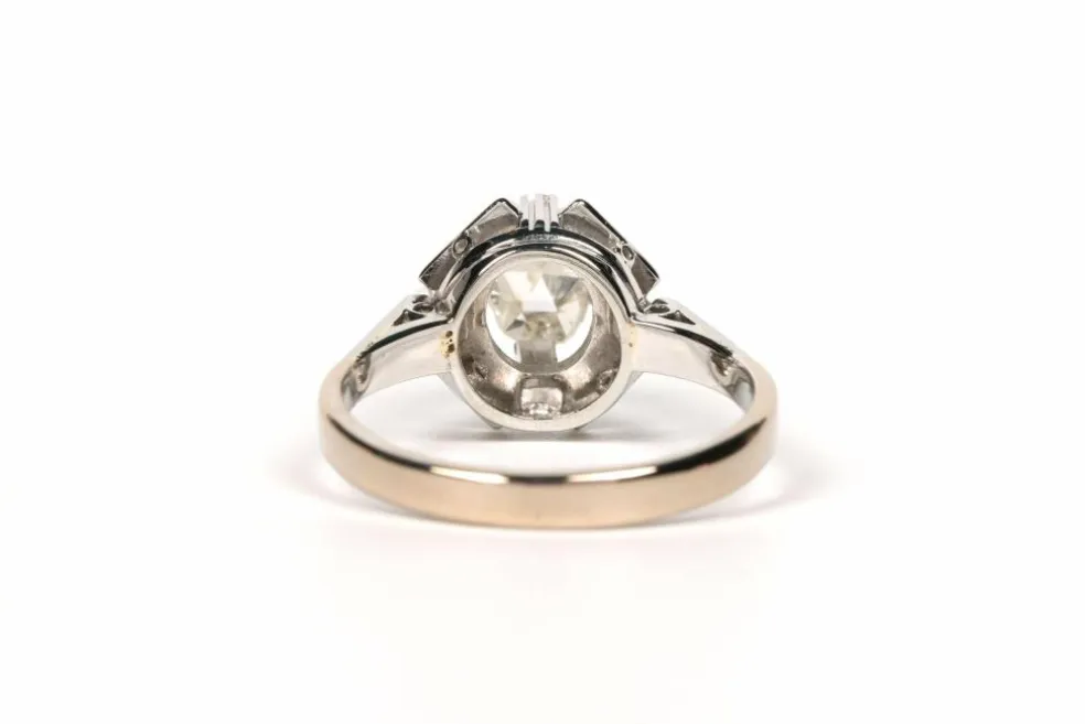 Bague Art Déco or blanc diamant