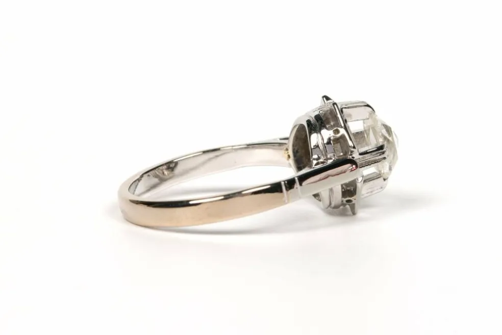 Bague Art Déco or blanc diamant