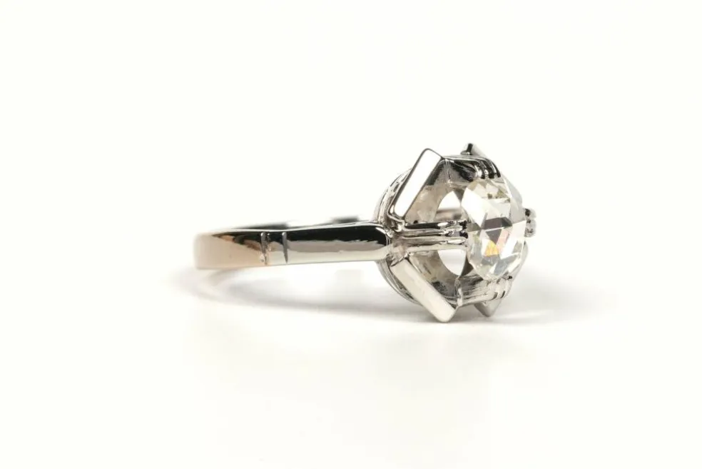 Bague Art Déco or blanc diamant