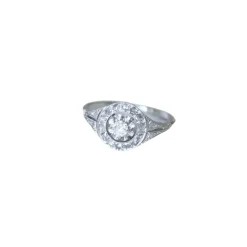 Bague art déco or blanc, platine et diamants
