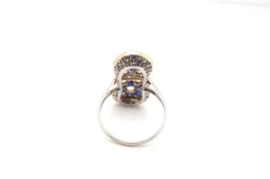 Bague Art Déco Or blanc Platine Saphirs Diamants