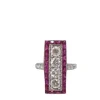 Bague Art Déco Or Blanc, Rubis Et Diamants