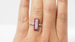 Bague Art Déco Or Blanc, Rubis Et Diamants
