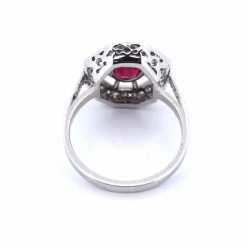 Bague Art Déco or blanc rubis diamants