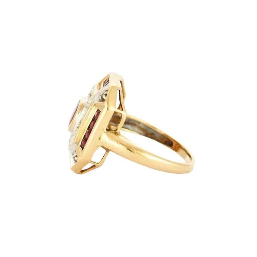 Bague art déco or et rubis
